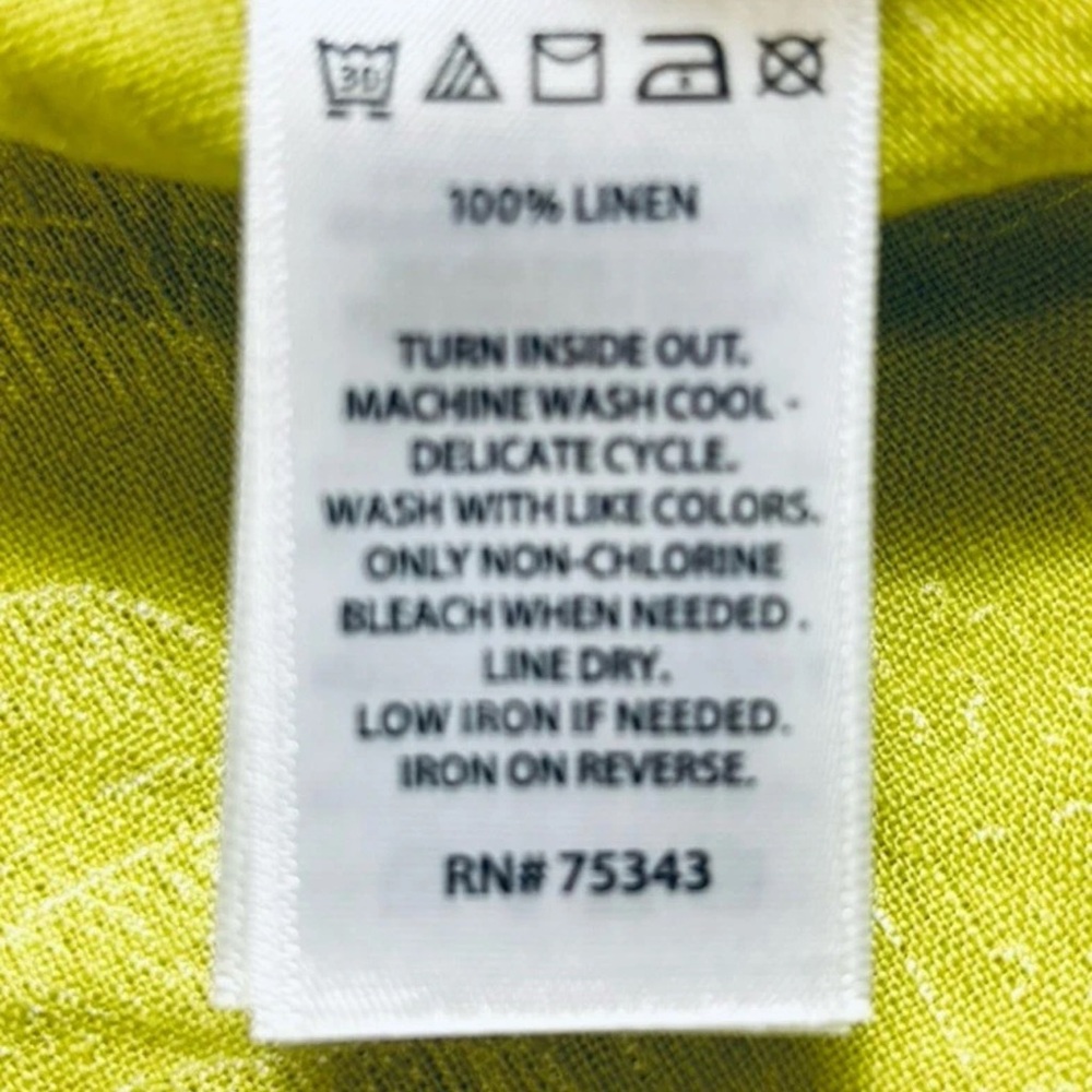 C&C CALIFORNIA Palm Tree Print Linen Boxy Top Women’s 3X Lime Green Tropical - Picture 3 of 7